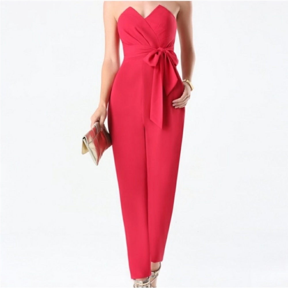 EUC - BEBE Belted Halter Top Jumpsuit w/ Pockets